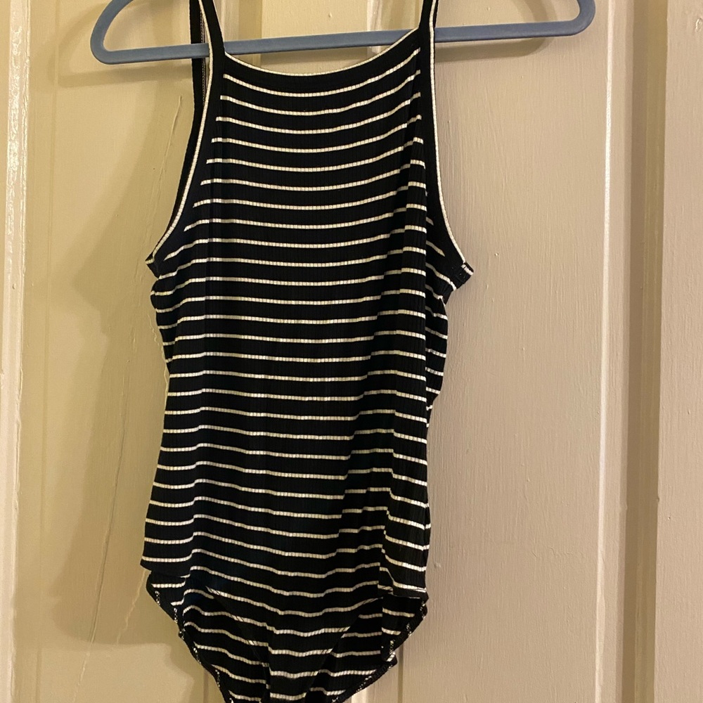 Black and White Stripped Body Suit